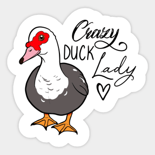 Crazy duck lady female Muscovy grey Sticker